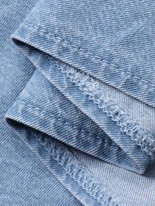 DAZY Đầm denim dài cổ chữ V phối ren dành cho nữ, thích hợp cho kỳ nghỉ. - Rửa trung bình - Xem 7