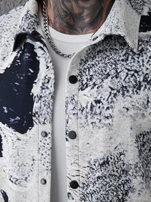 SLATEMANN 男士全印花纽扣短袖休闲衬衫，男士复古风，适合日常休闲、周末旅行、户外活动、探险旅行、轻松的工作环境或半正式场合，可作为男友/丈夫礼物、周年纪念/生日礼物、派对、夏季假期、婚礼、春夏、复活节等场合穿着。男士独特抽象印花短袖纽扣衬衫，时尚上衣，男士短袖纽扣衬衫，抽象男士夏季衬衫，男士短袖纽扣大胆印花衬衫，街头风男士衬衫，男士涂鸦艺术衬衫。 - 彩色 - 查看 6