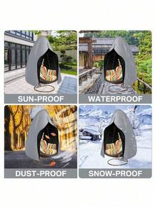1PC Egg Patio Hanging Egg Chair Cover Outdoor Swing Egg Chair Cover Waterproof Anti-Dust With Zipper 210D Oxford Fabric Veranda Garden Lawn Chair Protector Furniture Accessory 115x190cm/230x200cm - Grey - View 2