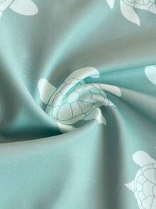 PrepCrw 1pc Boys' Elegant Urban Casual Green Sea Turtle Print Long Sleeve Fitted Swimsuit With Free Swim Cap, Suitable For Beach, Pool, Vacation, Holidays, Spring And Summer - Green - View 6