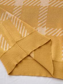 Manfinity CityGents 男士短袖格子半开襟休闲针织上衣 - 黃色 - 查看 7