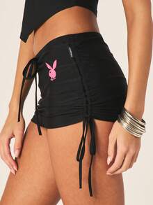 Missguided x Playboy 褶皱侧裙 - 黑色 - 查看 5