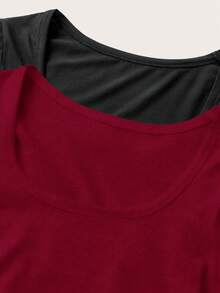 SHEIN SXY 2pcs/Set Sexy Wide Neck Long Sleeve Tight Fit T-Shirt - Multicolor - View 6