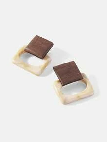 MOTF PREMIUM Pre Wood Spliced Acrylic Earrings - White - View 6