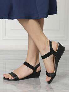 Sleekvia Giày nữ đế xuồng mũi tròn màu đen, kiểu dáng đơn giản, quai co giãn, thích hợp đi làm hàng ngày, đa năng và thoải mái. - màu đen - Xem 4