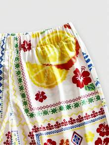 ROMWE MEN Quần short nam kiểu Mỹ dáng rộng, thoải mái, phong cách retro. - trắng - Xem 3