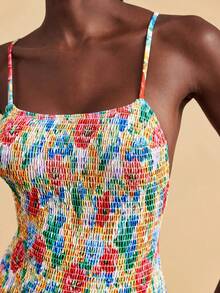 Travachic 女士碎花褶皱连体泳衣，适合海滩度假、泳池派对、沙滩派对 - 彩色 - 查看 1