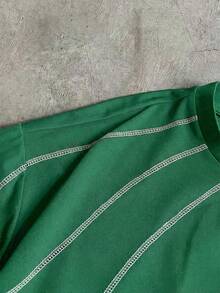 AXEPEAK Camiseta de manga corta casual para hombre con costuras de contraste, para verano - Verde - Ver 3