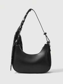 ROMWE Grunge Punk 女士时尚丝巾图案腋下单肩手提包 - 黑色 - 查看 5