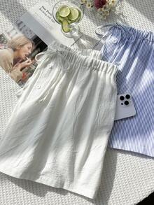 Solflare 大码女装春夏腰带条纹口袋休闲短裤，2026嘉年华女装造型，外出、海滩、度假皆宜 - 彩色 - 查看 6