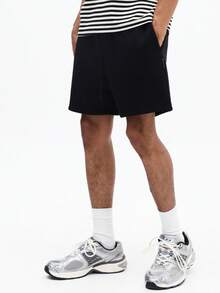 SUMWON Men's Cotton Black Casual Drawstring Waist Regular Fit Summer Shorts With Side Pockets - Black - View 4