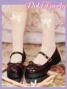 女士咖啡棕色圆头厚底玛丽珍鞋，洛丽塔风格，情人节款 - 咖啡棕 - 查看 3