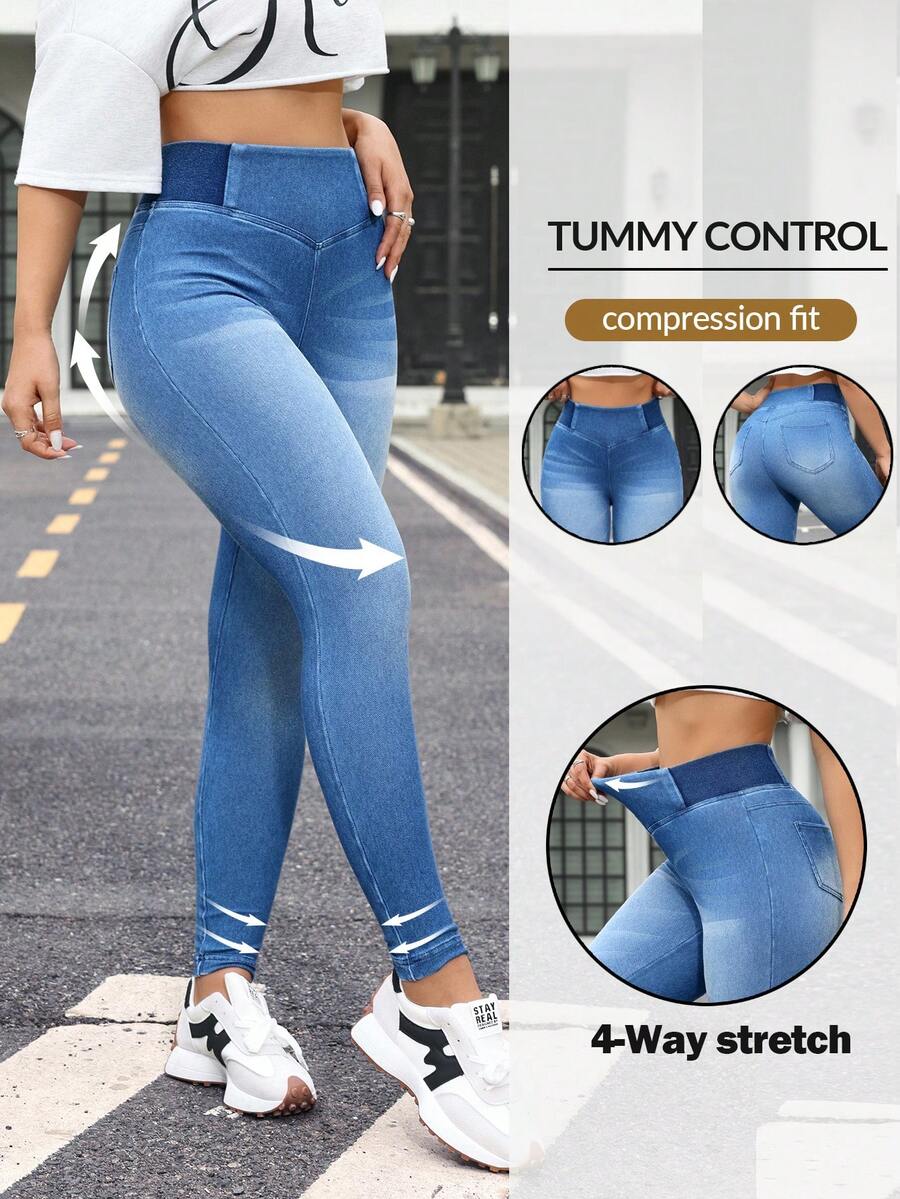 Flexra Women's Pocket Skinny Casual Everyday Wear Denim Jeans - Blue - View 1