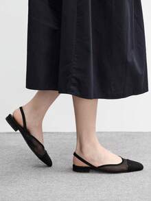 CUCCOO BIZCHIC Women's New Splicing Mesh Yarn Small Round Toe With Flat Shoes Closed Toe Shoes Women Spring Shoes - Black - View 3