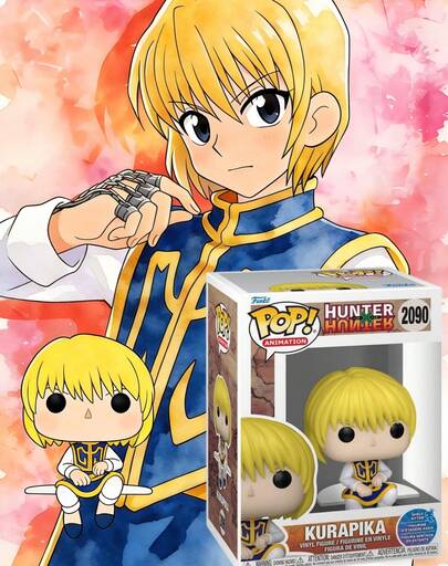  Funko Pop 乙烯基人偶收藏品，全职猎人酷拉皮卡 #2090 摆件盒装展示模型，可爱大头动漫角色，桌面摆件，动漫迷礼物