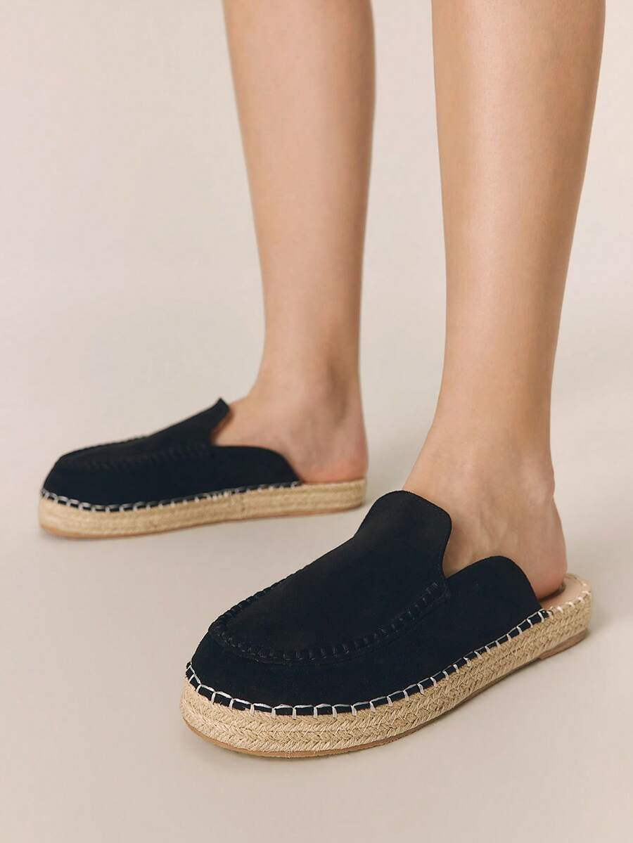 Styleloop Damen Bequeme Gewebte Slip-On Ballerinas - Schwarz - Übersicht 1