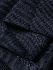 DAZY 女士刺绣半开襟纽扣休闲短袖迷你连衣裙 - 藏蓝色 - 查看 3