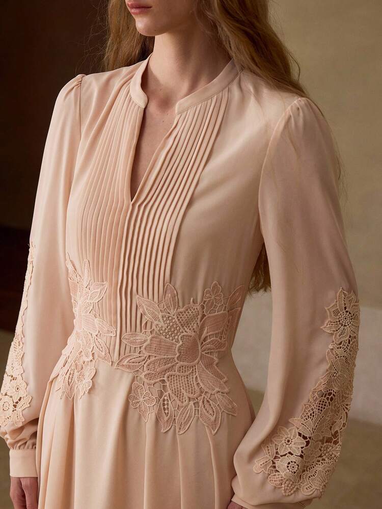 WOMEN'S CHARMING LACE PATCHWORK A-LINE DRESS