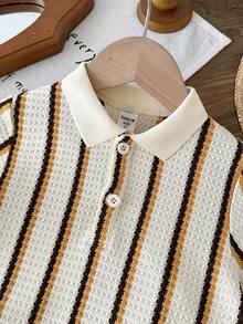 LMoss Kids 男童针织条纹休闲衬衫短裤套装（2件套） - 彩色 - 查看 6