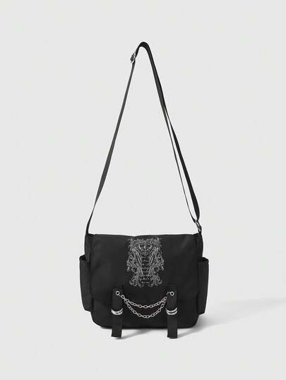 ROMWE Grunge Punk Women's Solid Color Shoulder Bag/Crossbody Bag, Suitable For Daily Commute, Travel, Shopping