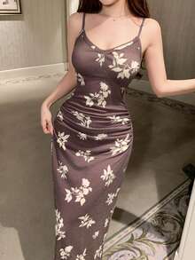 DAZY Women's Sleeveless Allover Print Casual Comfortable Breathable Nightgown - Apricot - View 6