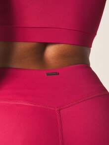 Missguided x Playboy Quần legging thể thao dài cạp cao màu hồng đậm dành cho nữ, có logo, chất liệu co giãn, thích hợp cho tập yoga và các hoạt động thể thao khác. - Hồng - Xem 5