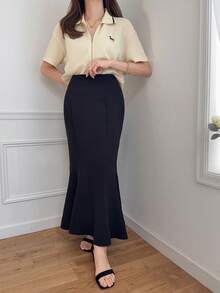 FRIFUL Áo thun nữ tay ngắn, kiểu dáng thường ngày, có khóa kéo phía trước, thích hợp cho mùa hè. - Màu be - Xem 2