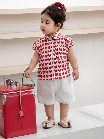 DAZY Toddler Girls' Korean Style Summer Lace Trim Shorts, Versatile & Cute