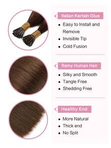 Ekstensi Rambut I-Tips 22 inci 50 helai Rambut Manusia Asli Mudah Ditata Ekstensi Rambut Manusia Hitam I-Tips Ekstensi I-Tips untuk Wanita - S4 - View 3