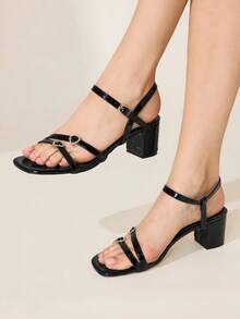 CUCCOO CHICEST Wedding Simple And Generous Fashion Versatile Casual Workplace Commuter Women High Heels Sandals Elegant Shoes Wedding Shoes - Black - View 1