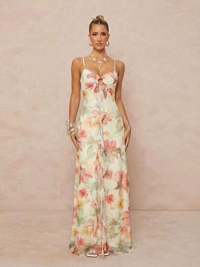 Lumalex Vestido de tirantes con estampado floral para vacaciones de verano de mujer