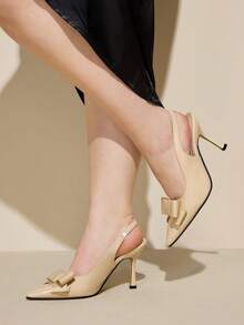 CUCCOO CURVES Giày cao gót mũi nhọn dáng rộng, cỡ lớn, thời trang, thích hợp cho mùa xuân, lễ Phục sinh và Giáng sinh. - Màu nâu hạnh nhân - Xem 3