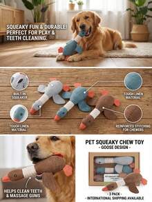 PETSIN Cute Canvas Duck Shaped Plush Dog Toy With BB Calls, Interactive Play For Dogs - Multicolor - View 3