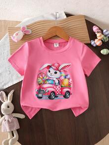 1件女童短袖圆领T恤，春夏款 - 粉色 - 查看 6