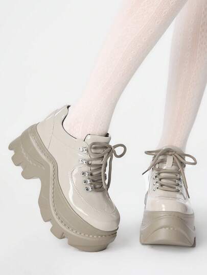 ROMWE Grunge Punk أحذية نسائية بطراز Y2K بنك روك مربوطة بسلاسل، أحذية جوث سوداء، أكسفورد ماري جين، أحذية رسمية للعمل، كعب منصة وكعب منحدر للكريسماس