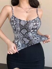 DAZY Women's Snake Skin Print Fitted Backless Camisole - Multicolor - View 7