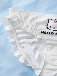HELLO KITTY AND FRIENDS | SHEIN 女士字母卡通印花舒适休闲三角裤 - 白色 - 查看 3