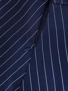 GlowEve Women's Navy Blue Striped Contrast Collar Waist A-Line Dress, Charming Elegant Daily Commute Vacation Fashion Date French Street Retro Versatile Spring Summer Navy Blue New Long Sleeveless Shirt Dress - Multicolor - View 4