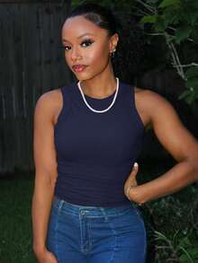 Steph T Women Tank Tops & Camis - Navy Blue - View 4