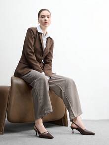 CUCCOO BIZCHIC Women Shoes Women's Pointed Toe Buckle Design Everyday Versatile Fashion Stilettos - Coffee Brown - View 6