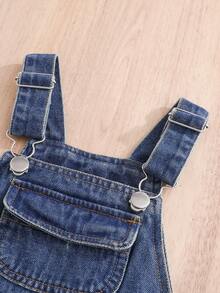 SHEIN Vintaside Kids Young Boy Casual Pocket Design Comfortable Fashion Overall Suspender Pants Chic Outfits For Autumn/Winter - Medium Wash - View 6