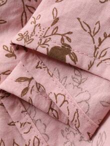 DAZY Spring Ditsy Floral Ruffle Trim Loose Women Pajama Set - Pink - View 7