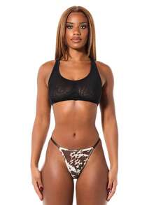 SUMWON WOMEN 女士奶牛纹丁字裤性感巴西式剪裁动物图案内衣性感低腰内裤 - 彩色 - 查看 4