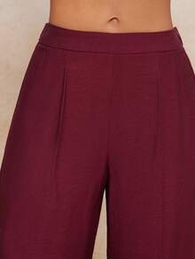 Lumalex 宽松系带低腰直筒加长款女士西装套装 - 中紫紅色 - 查看 16