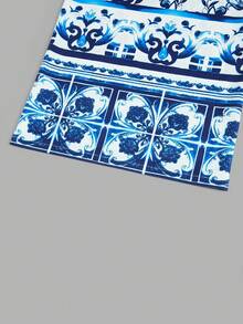 Elenzga 新款女士梭织印花优雅度假风直筒裤 - 彩色 - 查看 8