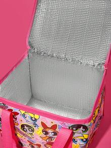 THE POWERPUFF GIRLS X SHEIN 1个卡通人物印花保温午餐包，可保温或保冷，野餐包，大容量，可装午餐盒和饮料，适合野餐、露营、旅行、居家使用，适合家庭、学生、朋友，图案有花花公子、泡泡、毛毛虫等元素。 - 混色 - 查看 7