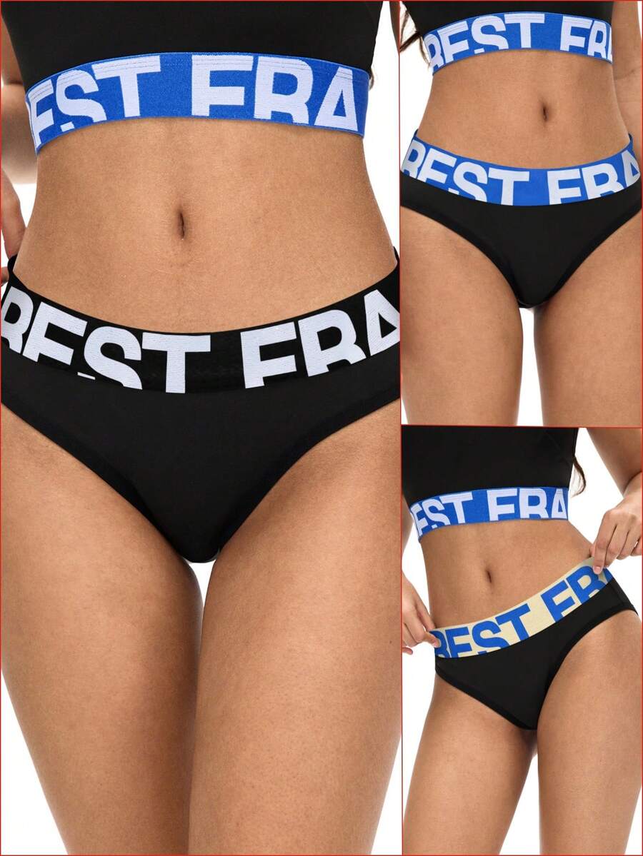 Rest Era Bộ 3 quần lót nữ in chữ thời trang - Nhiều màu - Xem 1
