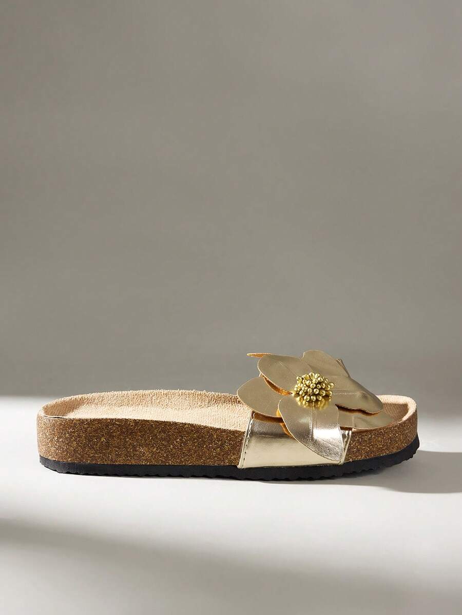Solecia Woman Shoes Fashionable Thick-Soled Slippers For Versatile Use For Spring And Summer Vacation Shoes Summer Spring Shoes Spring Break Easter For Christmas - Gold - View 1
