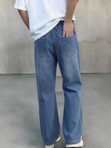 Mirajuku 青少年男童做旧斜插口袋休闲百搭牛仔裤 - 藍色 - 查看 2