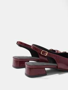 CUCCOO CURVES Women's Pointed Toe Buckle Design Everyday Versatile Fashion Wide Fit High Heels - Red - View 9